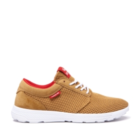 Mens Supra Low Top Shoes HAMMER RUN Tan/Risk Red/white | AU-85786